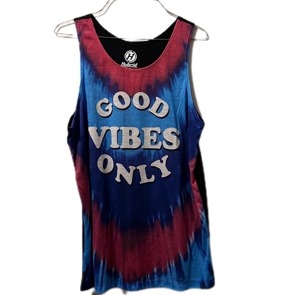 Good Vibes Only tank top red blue black tie dye medium new - Picture 1 of 6